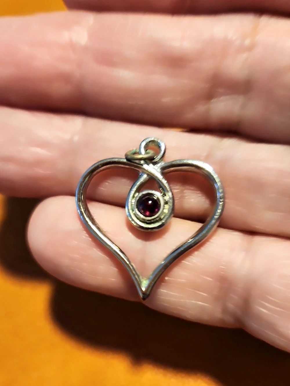 Heart Pendant Necklace Red Stone Like New